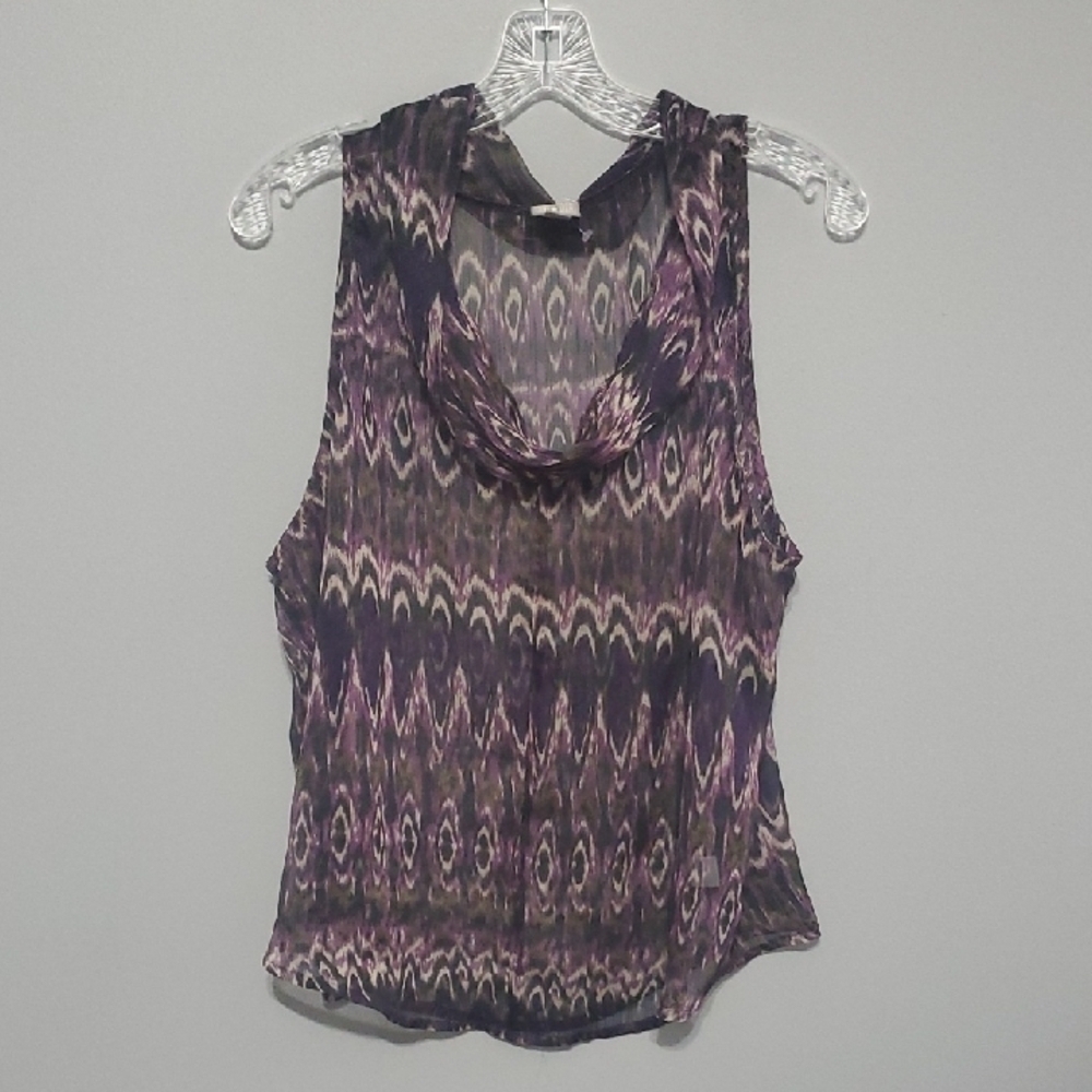 Converse One Star Top Womens Size Xl X-large Purple Grey Black Abstract Sheer